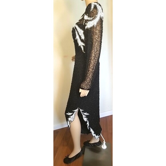 Vintage 80s A.J. Bari Beaded Sequins Silk Dress Size 8 Almost Perfect Stunning - Picture 5 of 14